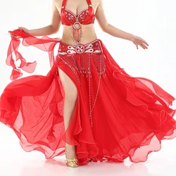 Hot-Sale Professional Belly Dance Skirt 13 Colors Sexy Long Flamenco Skirt Side Split for Women Girls Belly Dance Costume Skirts