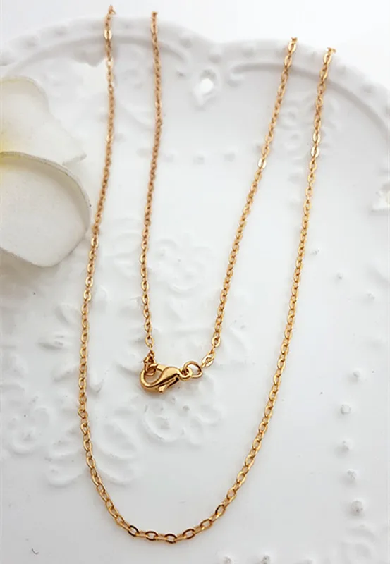 2mm gold silver rose gold color Fine Flattening Necklace Chains With Lobster Clasps Set Finished chain For Girl Woman