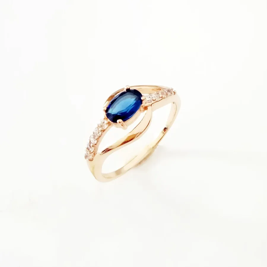 Women Engagement Ring 2024 New Fashion 585 Gold Color Jewelry Royal Blue Cubic Zircon Women Jewelry