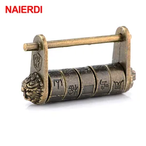 Naierdi Vintage Chinese Antique Zinc Alloy Padlock, Retro Combination Password Padlock, Jewelry Box Padlock 12 Main Sales Lock Brazil Old - №6
