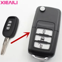 XIEAILI-3Button Modificado Flip Folding Shell Remoto Chave, Caso Fob Chave Uncut, Fit para Chevrolet Captiva, S4