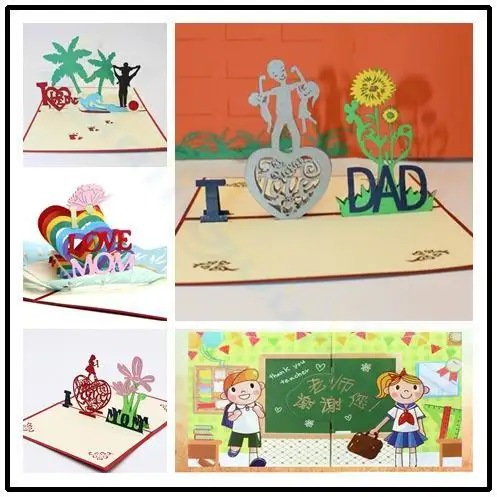 sunflower Father's day Thanksgiving card 3D pop up card cartoon greeting card gift Paper cutting paper thank you card postcard