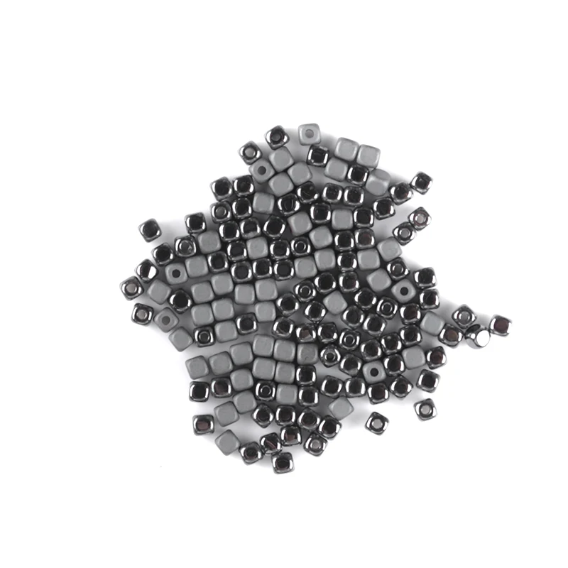 3mm Square Black Hematite Beads Nature Stone Matte With Bright Beads For Diy Jewelry Bracelet Making Accessories