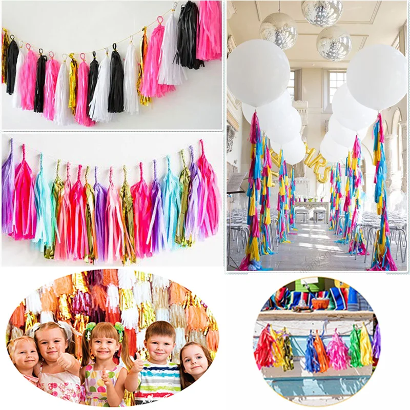 Wedding Party Decoration Color Paper Tassel Garland Bride To Be Birthday Decor Baby Shower Girl Slingers Mermaid Party Supplies