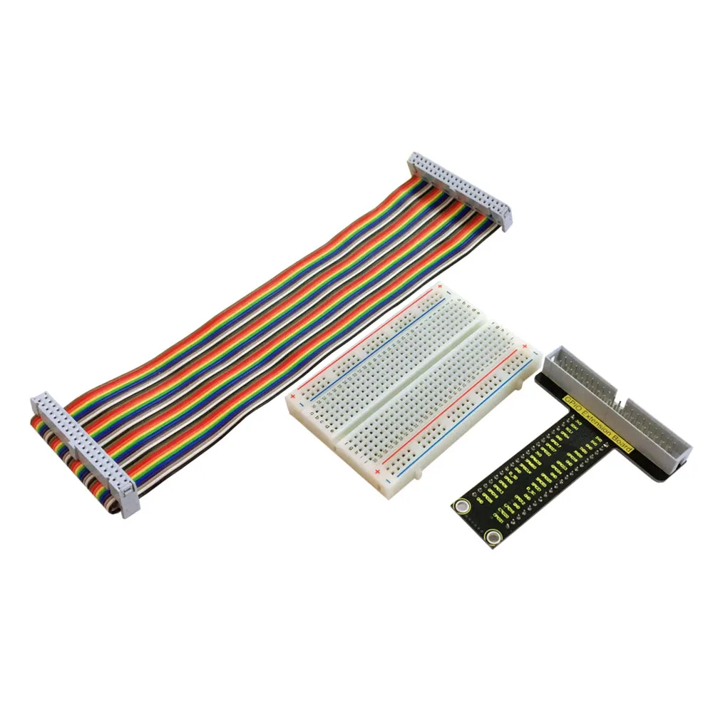 Keyestudio Raspberry Pi T-type GPIO Shield V1 +40P Colorful Ribbon Cable+400-hole Breadboard For Raspberry Pi A+/B+/3B