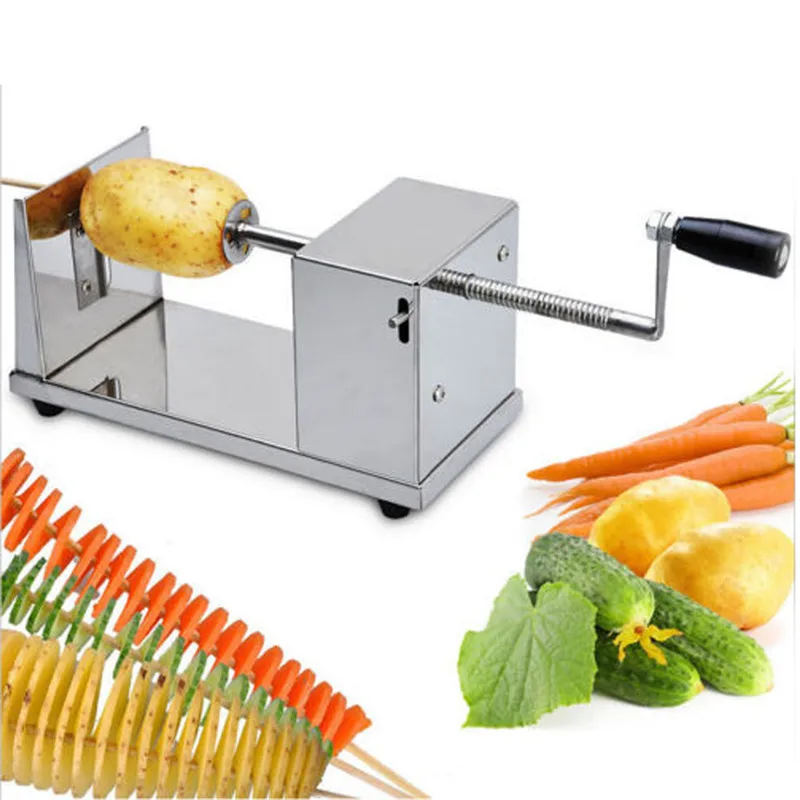 

New Manual Stainless Steel Spiral Potato Slicer Potato Tower Cutter Chips Maker Machine DIY Potato Tower Slicer