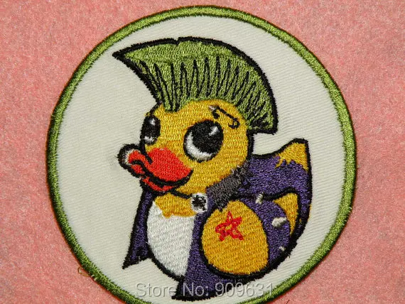 Circular Punky Duckie Iron on Patch