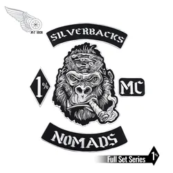 Nomads Silverbacks MC 1% naszywka czarna tkanina diagonalna z żelazkiem na bezpłatnej wysyłce nadaje się do kurtki niestandardowy projekt DIY