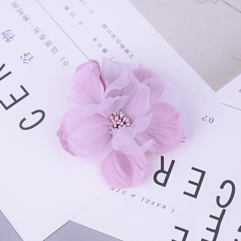 10PCS 8Colors Mini Chiffon Fabric Flower For Wedding Invitation Artificial Flowers For Dress Decoration