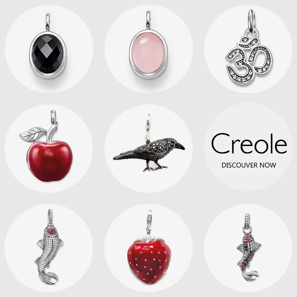 Om Oval Apple Crow Raven Koi Fish Strawberry Pendant,2019 Summer Fashion Jewelry 925 Sterling Silver Trendy Gift for Women