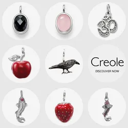 Om Oval Apple Crow Raven Koi Fish Strawberry Pendant,2019 Summer Fashion Jewelry 925 Sterling Silver Trendy Gift for Women