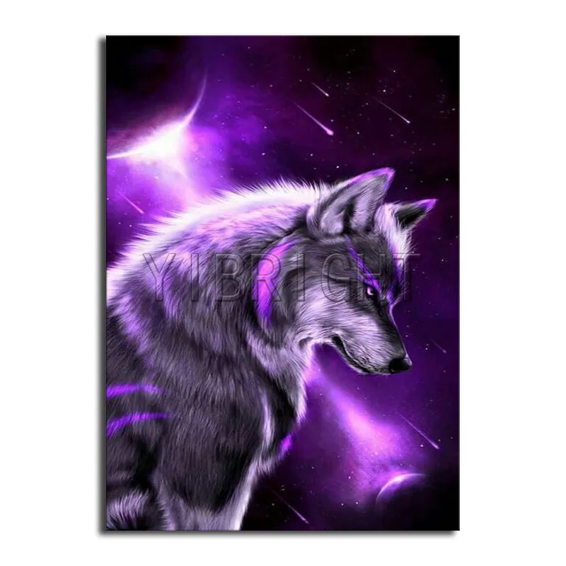 Full Round Diamond painting Cross stitch color 5D DIY Diamond embroidery wolf Full Square Diamond mosaic animal Planet