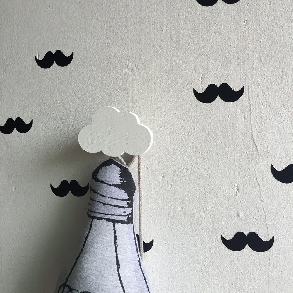 Nordic Style Cartoon Cloud Kids Room Wooden Stickers Wall Hanging Hook Home Decor Wall Decoration Crafts hanger key holder wall