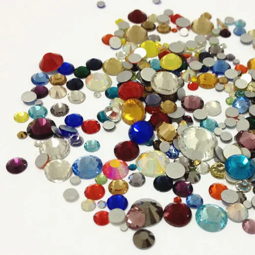 Non Hotfix Crystal Rhinestones Mixed Sizes And Colors 330pcs 2028 2058 Flatback Glue On Strass Stones DIY Nails Art Decorations