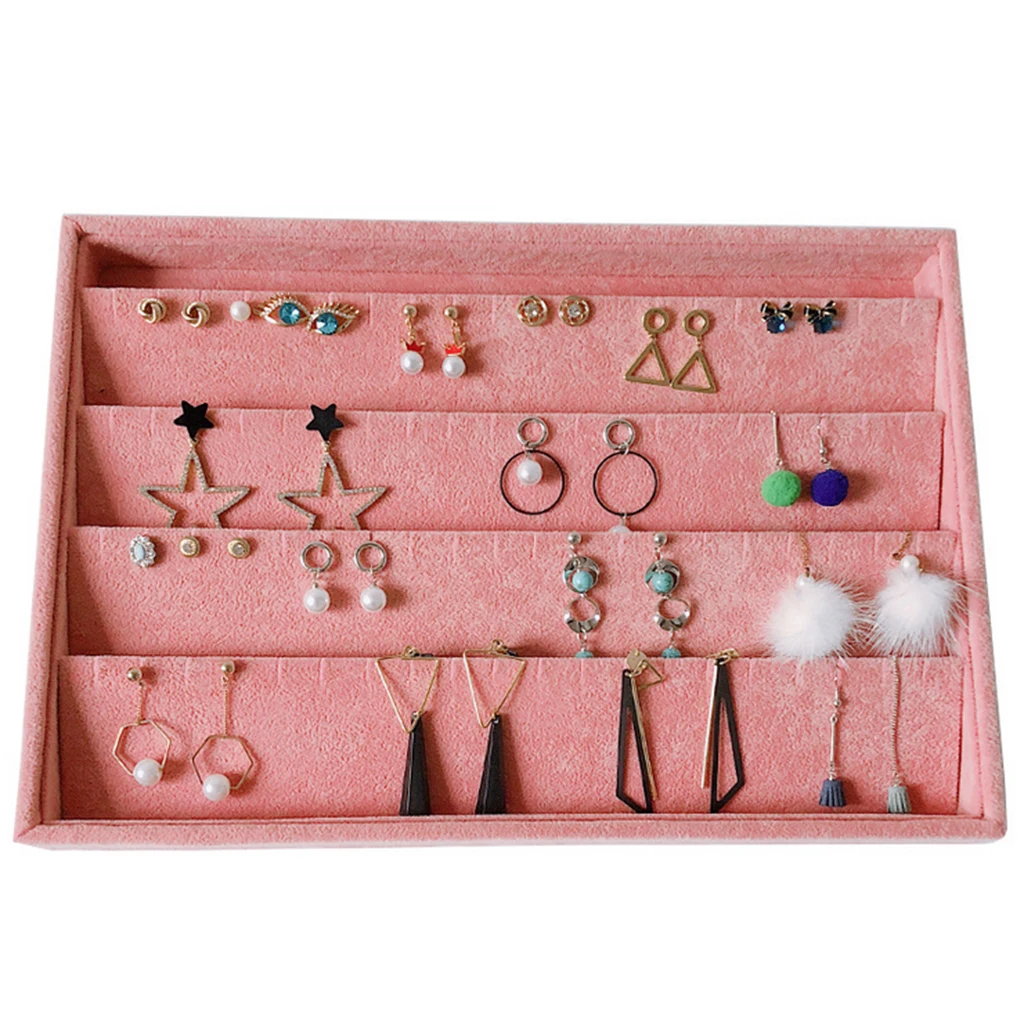 New Pink Velvet Jewelry Ring Display Organizer Case Tray Holder Necklace Earrings Bangle Storage Box Showcase Gift Box шкатулка