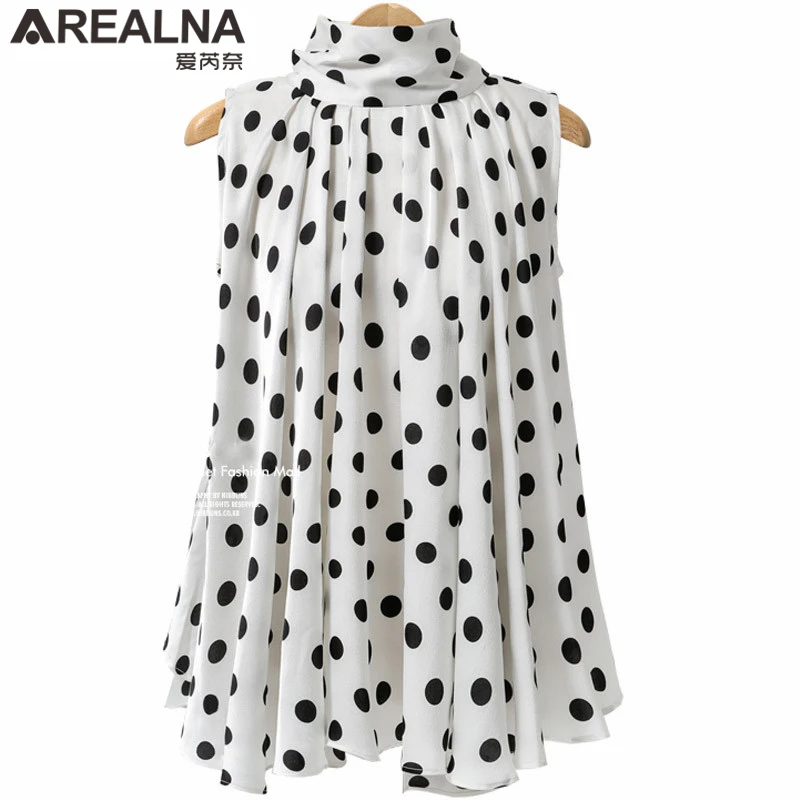 Sleeveless Chiffon Blouse Womens Tops and Blouses Elegant Summer Style Polka Dot Ladies Office Shirt Women Clothes Oversized 5XL