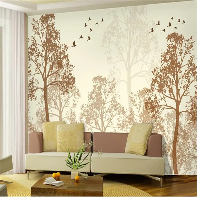 beibehang photo flash Classic simplicity hazy beauty bird tree Art wall paper wall mural wallpaper painting for living room