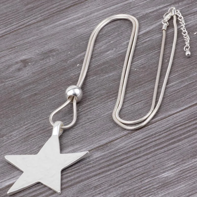 ELOYHI Big Five-Star Women Boho Statment Alloy Pendants Long Necklace Sweater Chain For Women Trendy Necklace&Pendant Wholesale