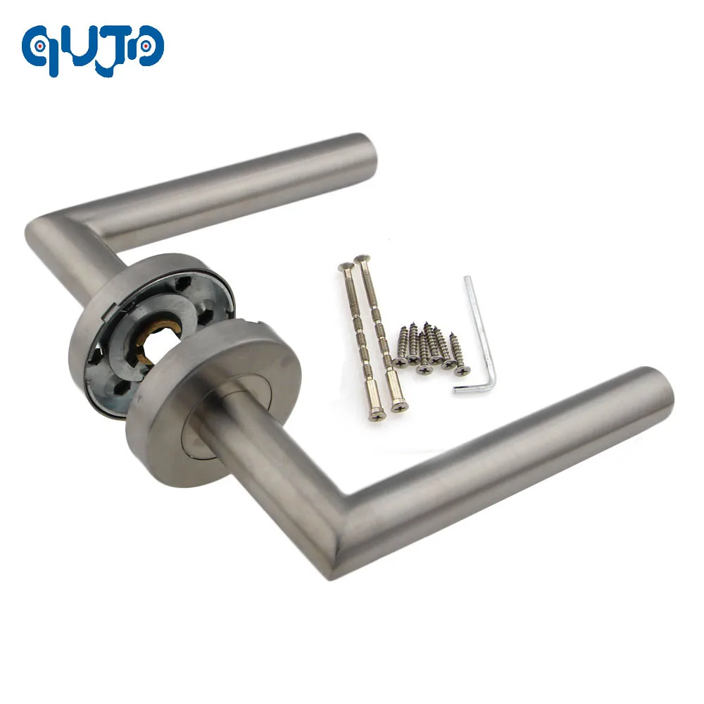 

Door Handle,304 Stainless Steel Lever Handles With Sping Without Escutcheon and spindle Satin Finished