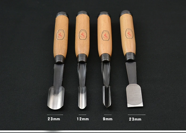 4Pcs Woodpecker Dry Hand Wood Carving Tools Chip Detail Chisel set Knives tool