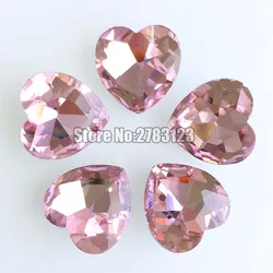 Factory sales AAA Glass Crystal pink color heart shape pointback rhinestones No holes use for diy/Clothing accessories SWHP208