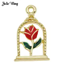 JulieWang 5-20pcs Alloy Rose in Jar Charms for the Little Prince Pendant Necklace Bracelet Keyring Jewelry Making Charm 18*11mm