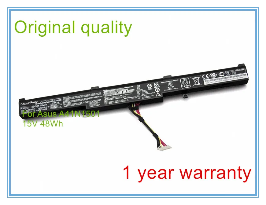 Original quality 15V 48Wh A41N1501 laptop batteries for N752VX GL752VW-T4108D GL752VW-2B