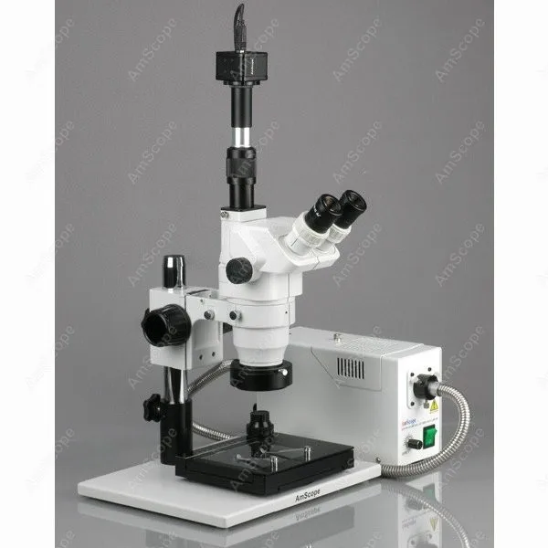 Zoom Stereo Microscope--AmScope Supplies 3.35X-180X Zoom Stereo Microscope + 5MP Camera + Fiber Ring Light