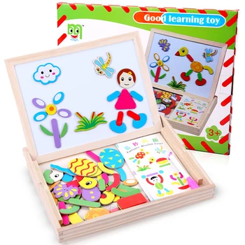 Creative kids drawing board drawing tools magnetic board DIY WoodenPuzzle jigsaw puzzle learning and education toys for children