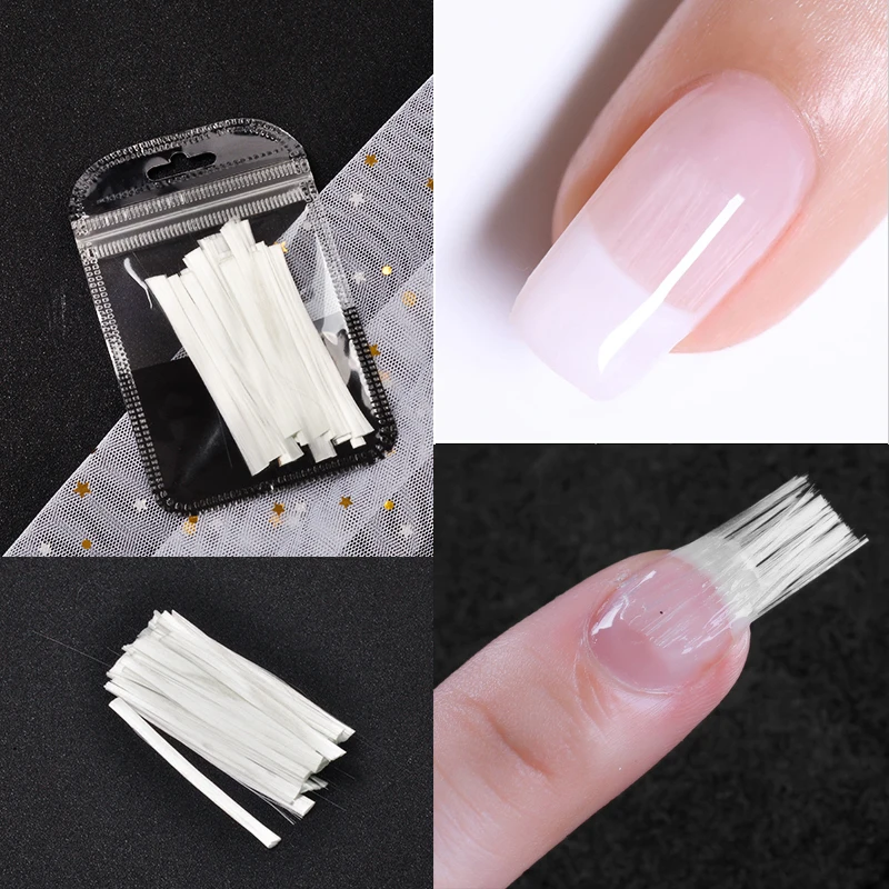 3g 26pcs/6g 20pcs Fiberglass Nail Extension Glass Fibernails Fiber Nail Silk Extension Set False Nail Acrylic Tips Nail Salon