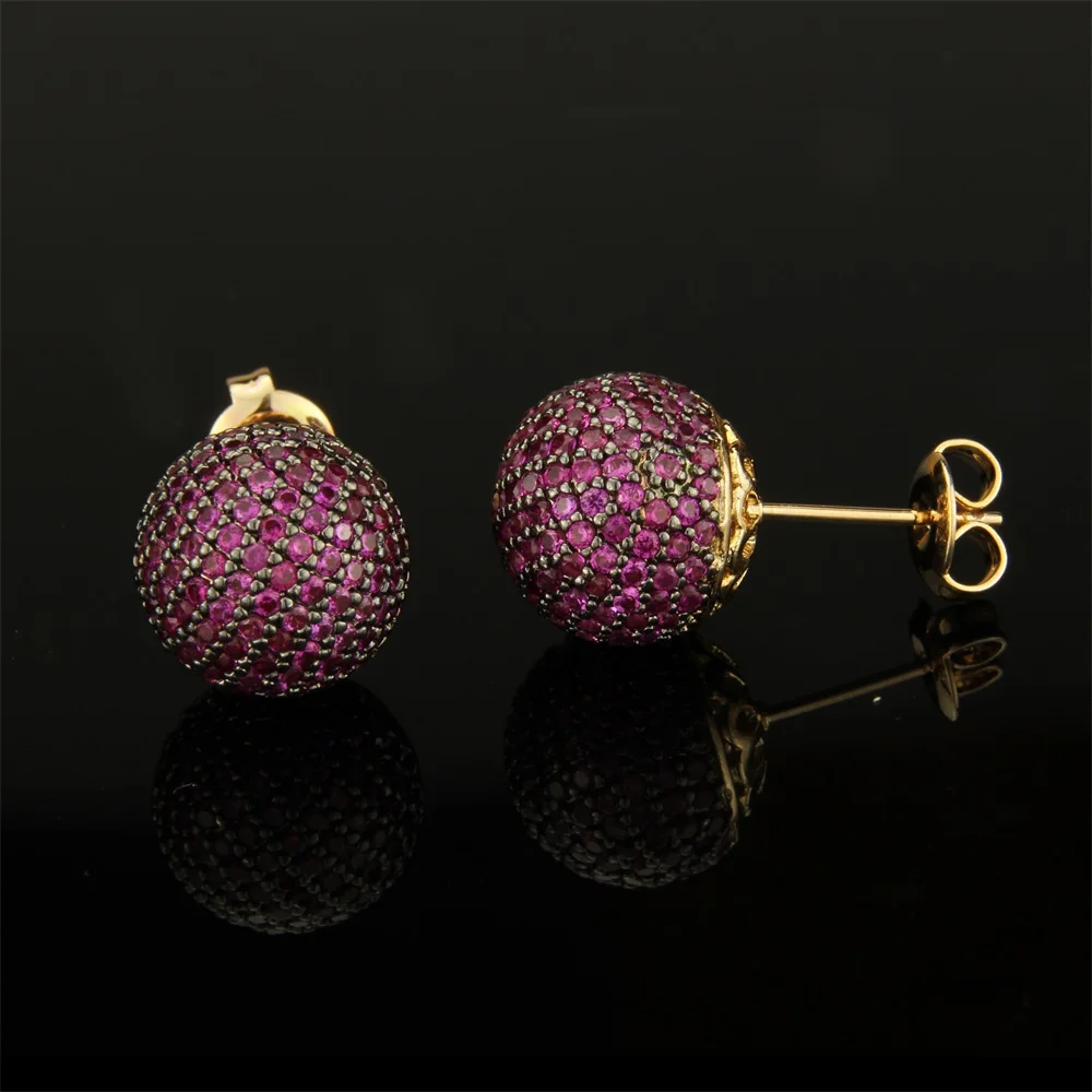 SUNSLL Golden Color Copper Pins Multicolor Cubic Zirconia Stud Earrings For Women Party Fashion Jewelry Cobre CZ Brincos