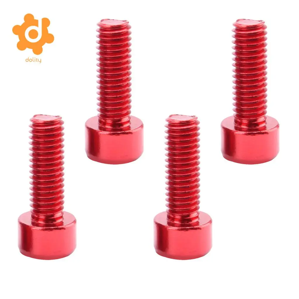 4Pcs Aluminum Alloy Bike Water Bottle Cage Bolt Holder Socket Screws Red for MTB Mountain Riding Cycling Replacement Accessories