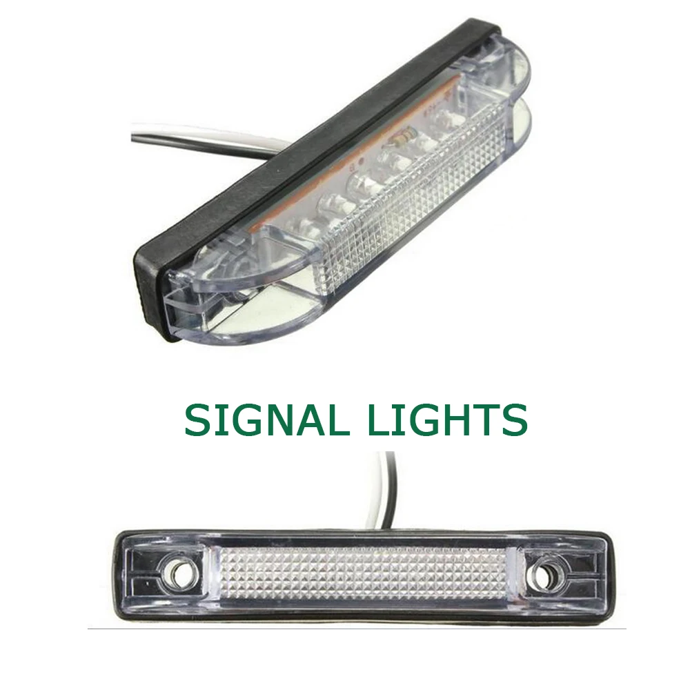 6LED белый полная принт грузовика, автобуса, трейлер 1 шт. Боковые указатели поворота Габаритные светильник лампы 12V 24V