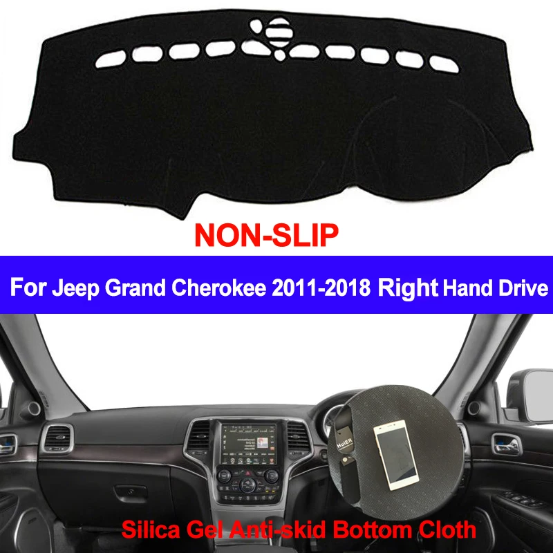 TAIJS For Jeep Grand Cherokee 2011- 2013 2014 2015 2016 2017 2018 Dash Mat DashMat Silicone Non-Slip Sun Shade Dashboard Cover