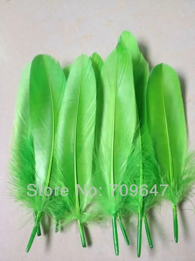 Feather! 200PCS/LOT 6-8inch/15-20CM  Most Beautiful Bright Lime Green Goose Satinettes  Feathers,Light Green Goose Feathers