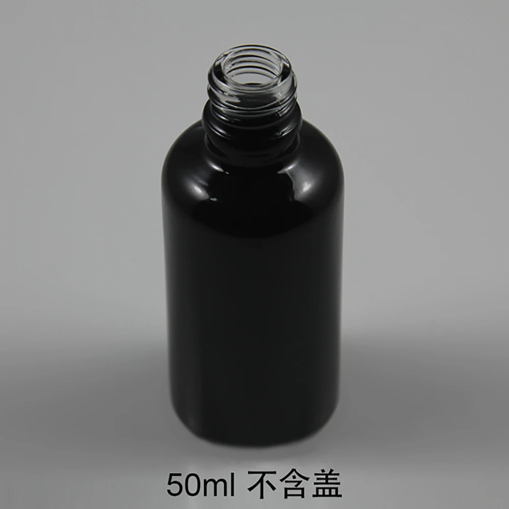 Empty 50ml shiny black empty bottle without caps could match with sprayer pump or dropper