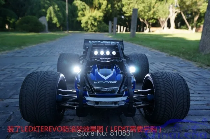 1/10 rc traxxas E-REVO erevo-ナイロンカーカバー,ロールケージ保護,ダブルホイールホイールウィリーバー12ピースヘッドランプ