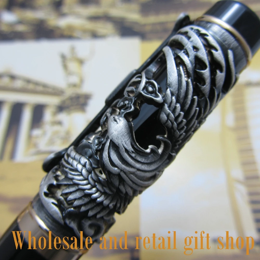 Jinhao Dragon Phoenix Lourd gris Chinois Classique Chance Clip Fontaine Stylo