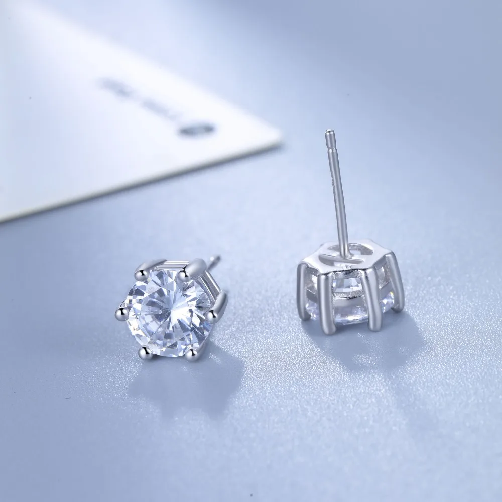 100% 925 Sterling Silver clear Cubic Zirconia Stud Earrings for Children Girls Kids Baby Jewelry,s925 silver men women jewelry