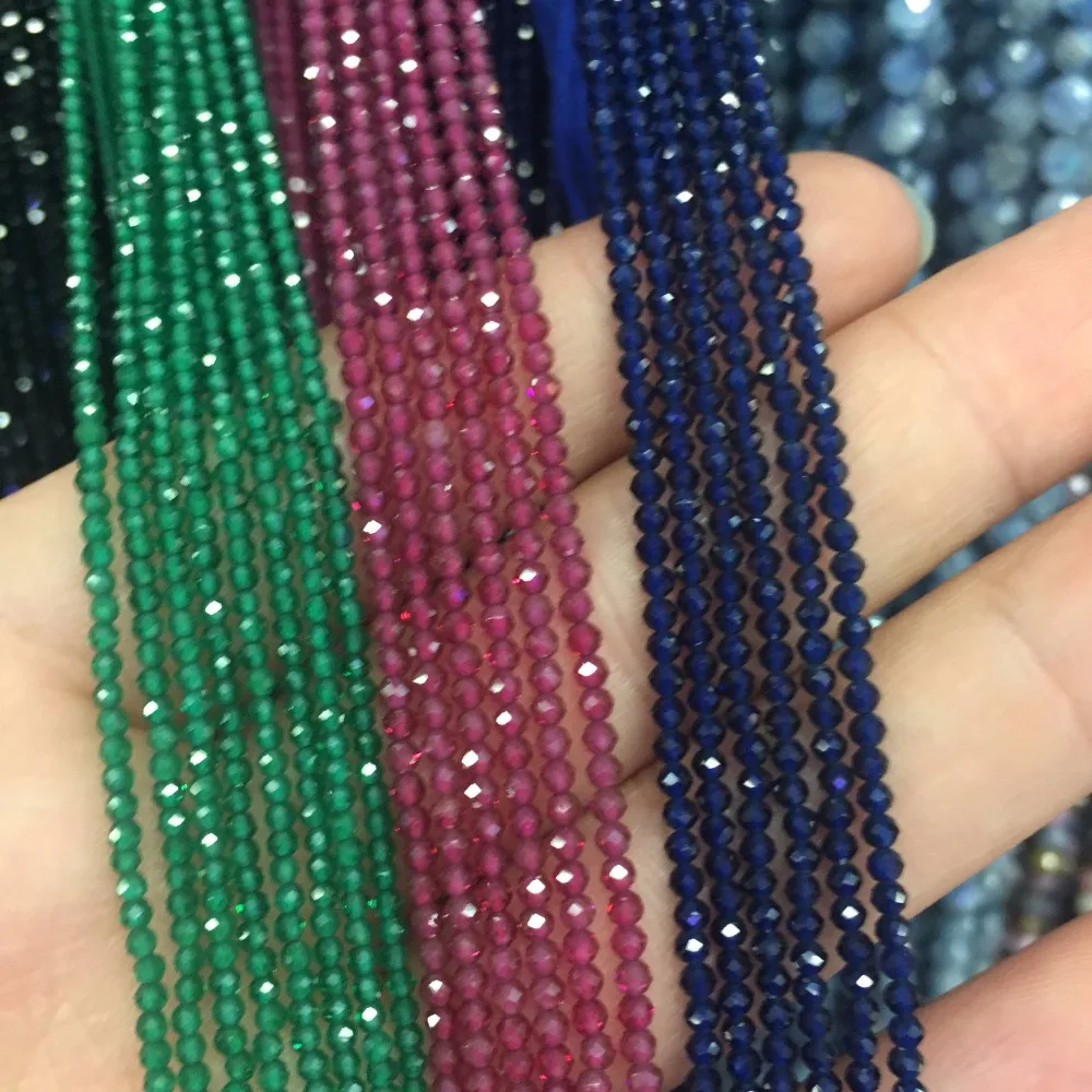 2mm Natural Rubys Sapphires Emeralds Stone Beads Faceted Red Blue Green Gem Stone Beads For DIY Jewelry Necklace Bracelet Making