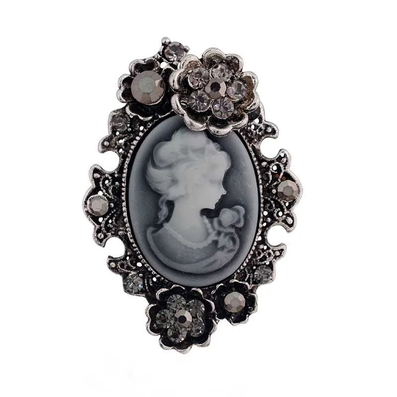 DHL FEDEX EXPRESS SHIPPING Cheap Wholesale Antique Silver Tone Alloy Women Head Cameo Brooch