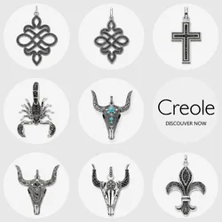 Cross Scorpion Knot Bull Fleur-de-lis Necklace Pendant,2019 Summer Rebel Street Fashion Jewelry 925 Sterling Silver Vintage Gift
