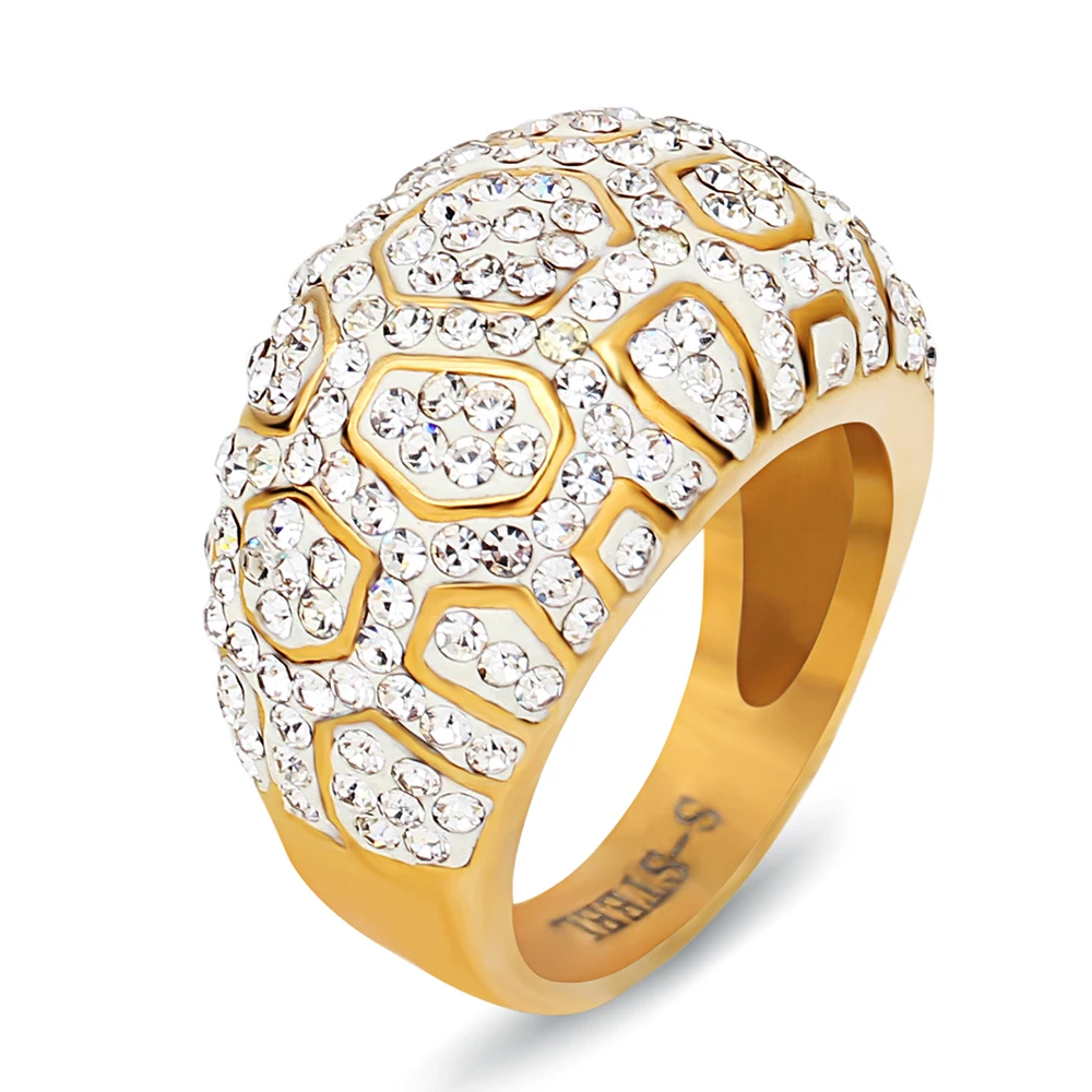 Genuine Gold Color Crystal Rings Wedding Brand Fashion Jewelry Femme Bijoux for Women