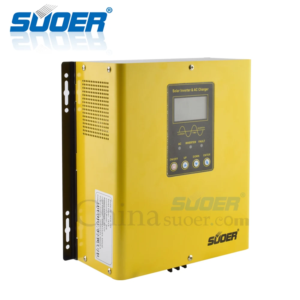 Suoer【 Hybrid Inverter 】 Low Frequency 12V DC to 220V AC 1000W Pure Sine Wave 30A PWM ControllerWith AC Charger 20A(PL-1KVA)