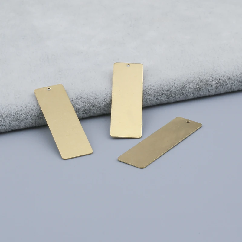 1Pack 11x36mm 12x40mm Raw Brass Blank Rectangle Hanging Tags Charms Pendant For Diy Stamping Jewelry Findings Wedding Gift Tags