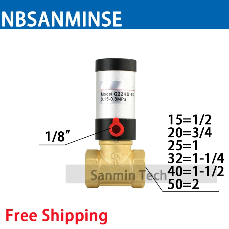 NBSANMINSE Pneumatic Parts Control Valve Q22HD-15/20/25/35/40/50 Brass Electric Solenoid Pneumatic Valve for Water Oil Air Gas