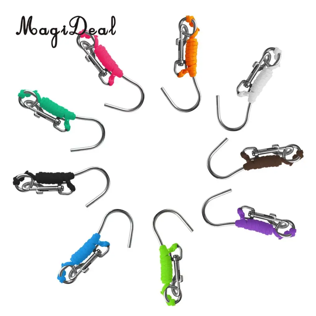 خطاف انحراف الشعاب المرجانية للغوص عالي الجودة MagiDeal بخط 47 بوصة ومشبك من الفولاذ المقاوم للصدأ لصيد الأسماك والمصورين تحت الماء Acc