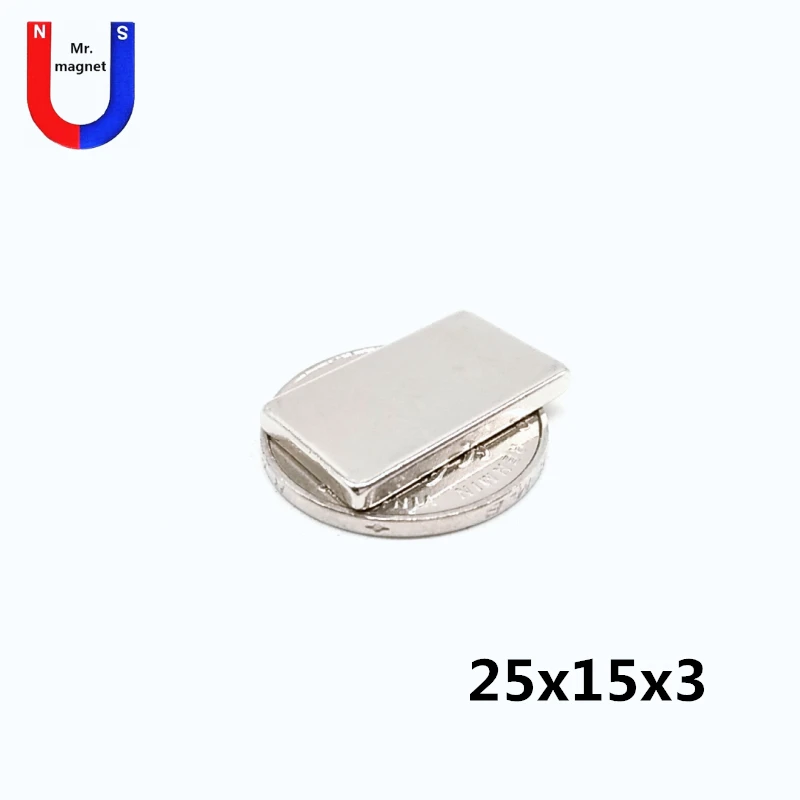 30/100/500pcs 25x15x3 magnet rectangle block 25mm x 15mm x 3mm permanent magnetic magnet 25*15*3 magnet rare earth super strong