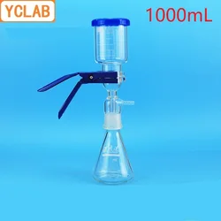 YCLAB 1000mL Vacuum Filtration Apparatus with Rubber Tube 1L Glass Sand Core Liquid Solvent Filter Unit Device