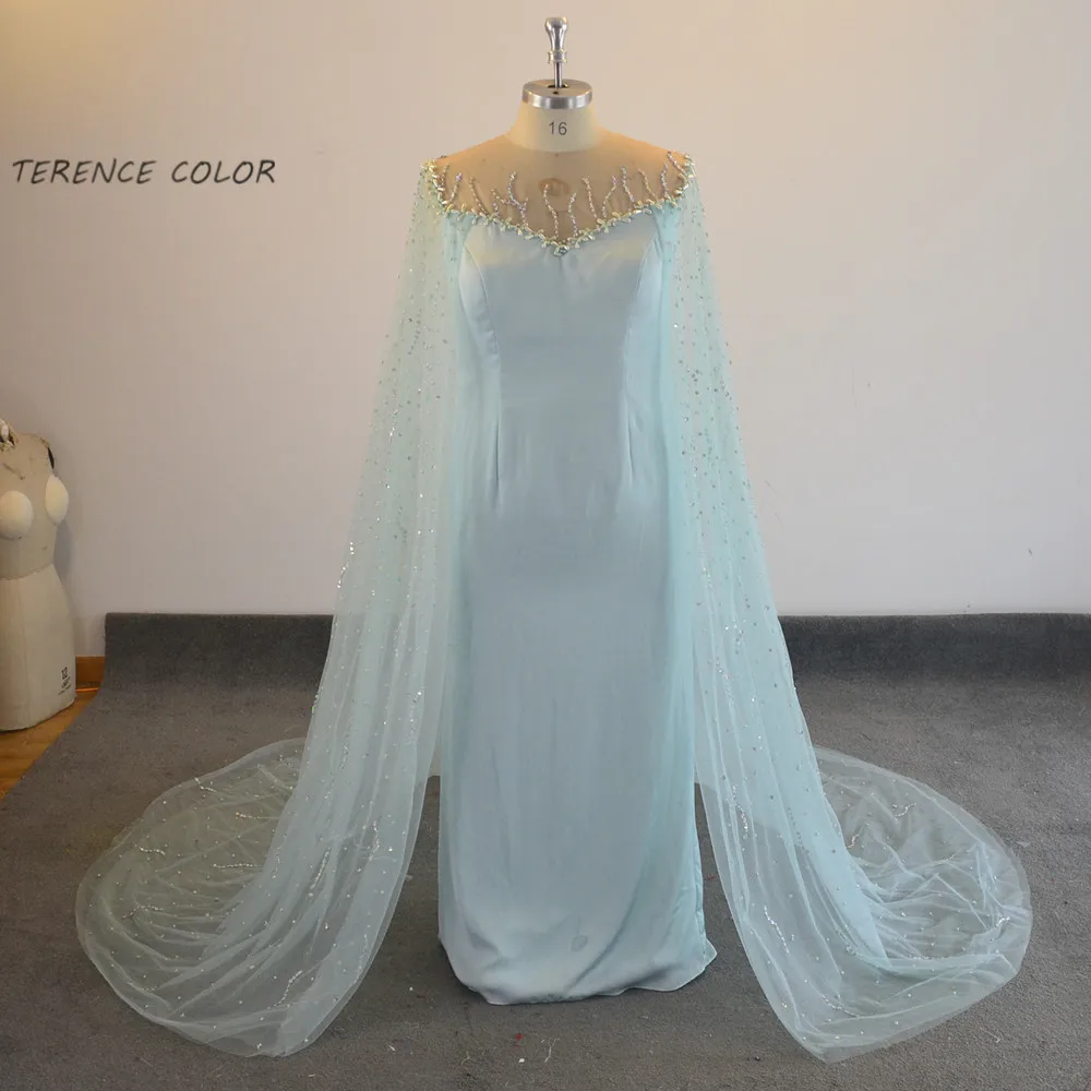 

Sexy Illusion Beading Crystal Pearls Mother of the bride dresses Real Sample Evening dress New Style Cape Prom Party Gowns Wear